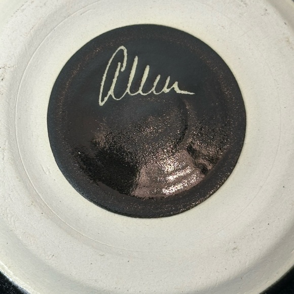 Signed Roger Allen Art Pottery Stripe Ware Colorful 8 inch Bowl - Picture 5 of 6